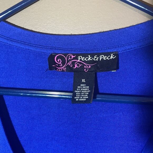 Peck & Peck Top Layered Lace Panel Short Sleeves Pullover Style Size XL EUC - Picture 3 of 6